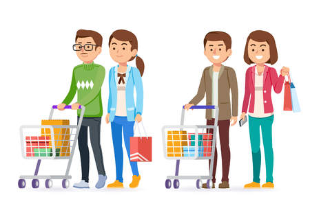 Customers shopping for consumable goods